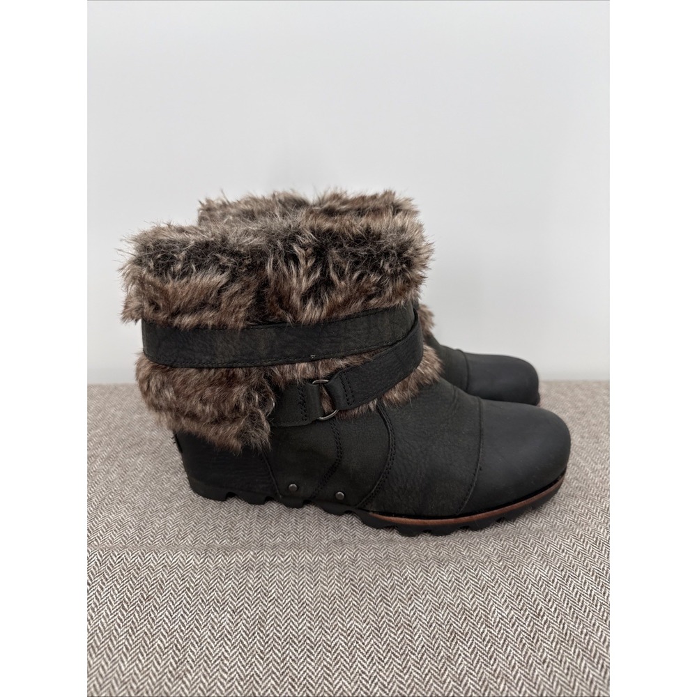 Sorel Womens Joan Of Arctic Boot Brown Leather Wedge Bootie Size 9 Apres-Ski - Picture 3 of 8
